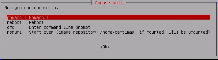 Clonezilla choose mode poweroff