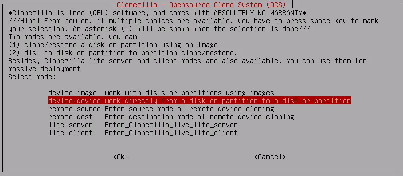 Device device clone clonezilla