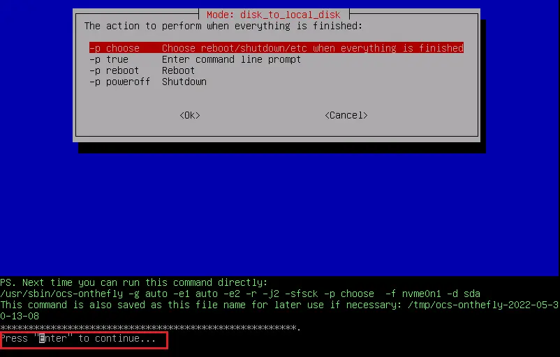 Disk to local disk clonezilla