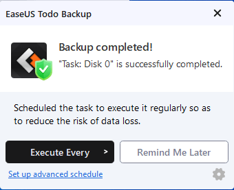 Ease Todo Backup completed