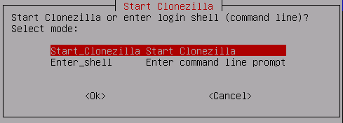 Image backup start clonezilla