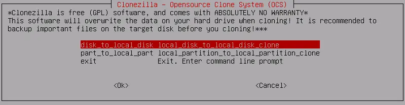 Local disk clone clonezilla