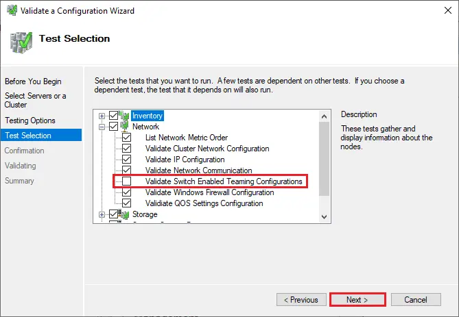 Validate Switch Enabled Teaming Configurations