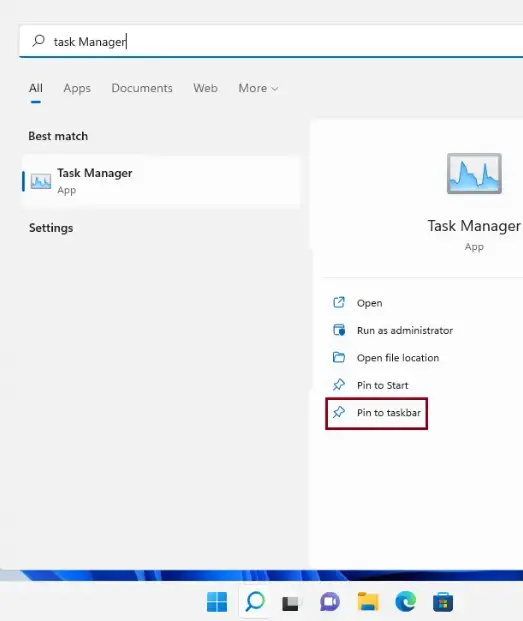 Open Task Manager Windows 11