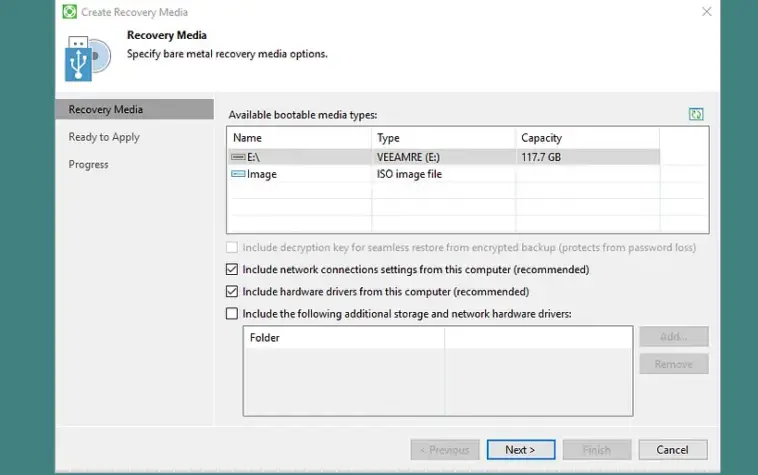 create recovery media veeam agent