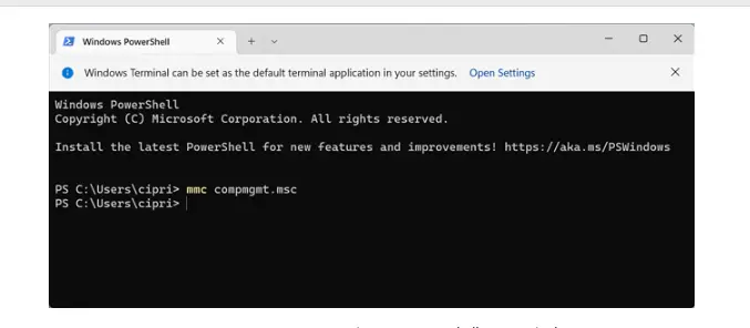 open computer management command