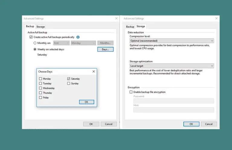 veeam backup advanced settings