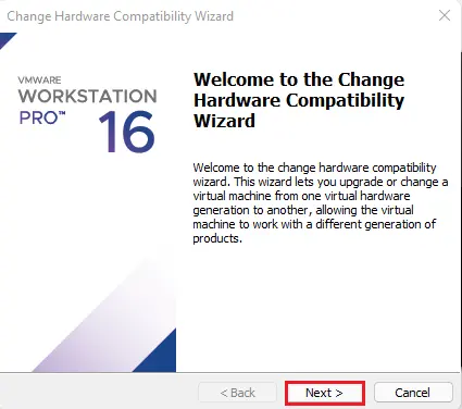 Converting virtual machines wizard