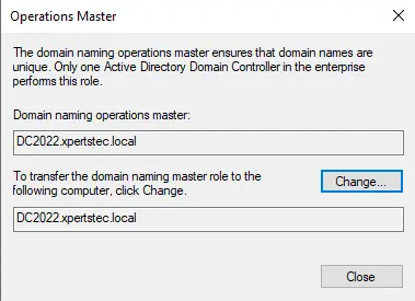 Domain naming operations master