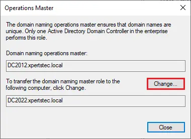 Domain naming operations master