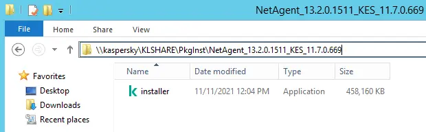 File explorer Kaspersky NetAgent