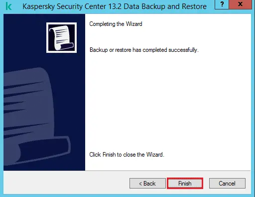 Kaspersky data backed up successfully