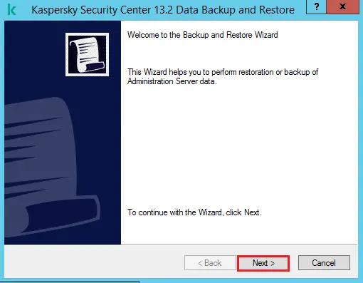 Kaspersky data backup and restore