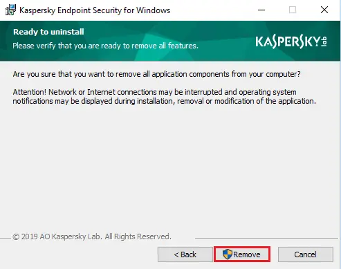 Kaspersky ready to uninstall