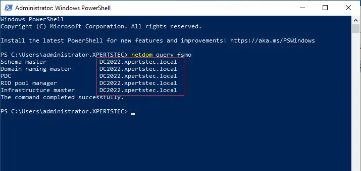 Netdom query fsmo PowerShell