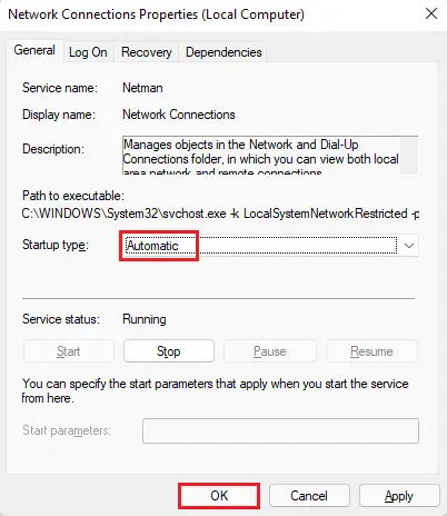 Network Connections service