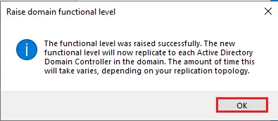 Raise domain functional level done