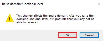 Raise domain functional level ok