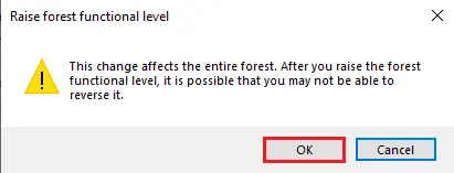 Raise forest functional level ok