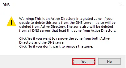 Remove the DNS zone warning