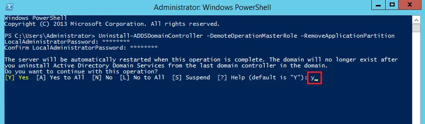 Uninstall domain controller PowerShell