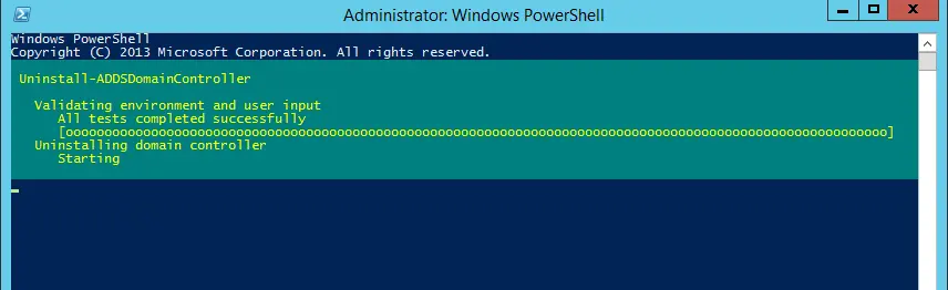 Uninstalling domain controller PowerShell