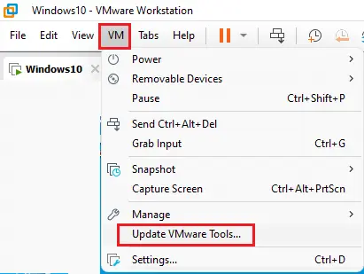 Update VMware tools