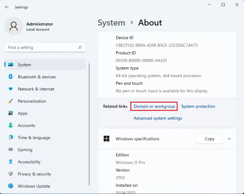 Windows 11 domain or workgroup