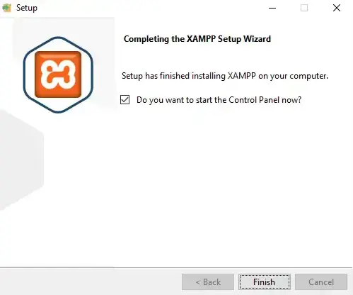 completing xampp setup wizard