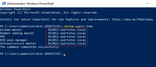 netdom query fsmo command