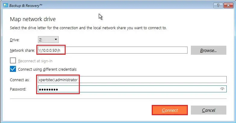 paragon map network drive