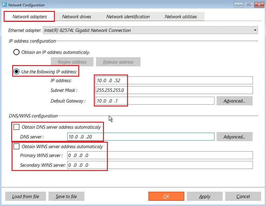 paragon network configuration