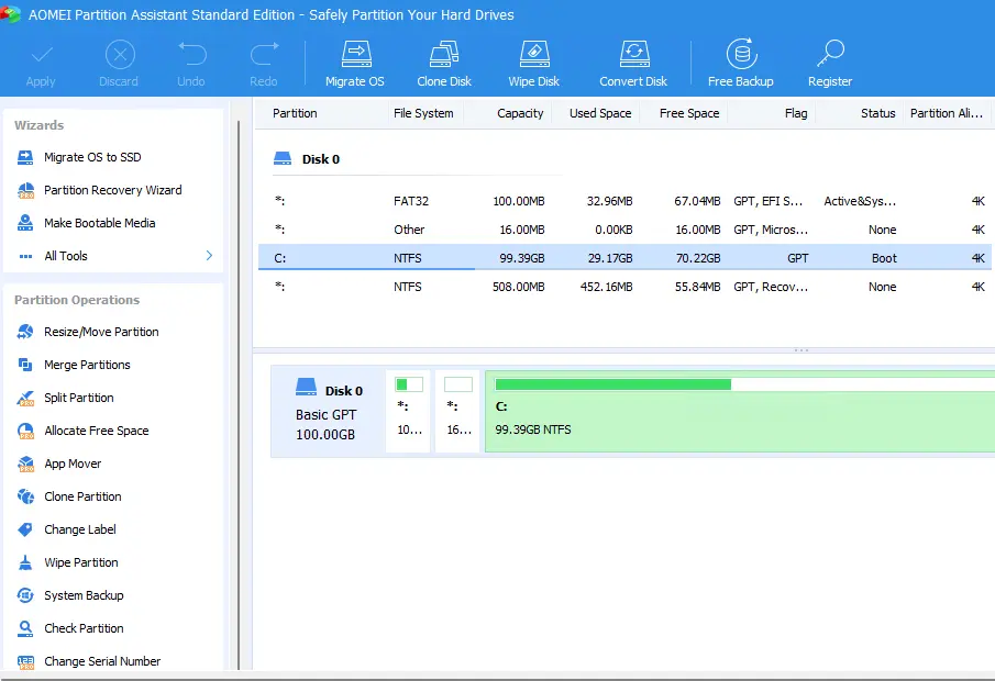 AOMEI partition assistant standard