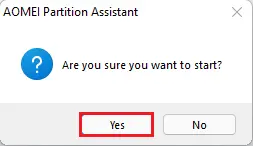 AOMEI partition assistant want to start