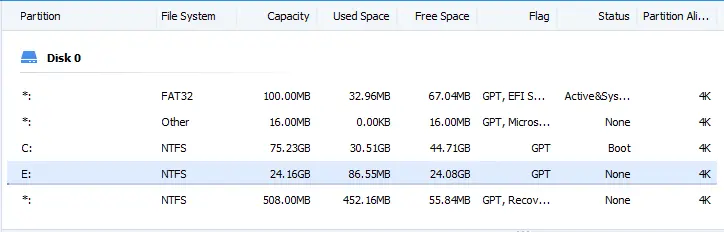 AOMEI partition successfully created