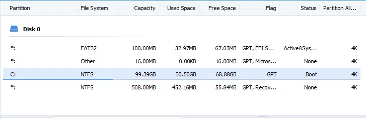 AOMEI partitions merged