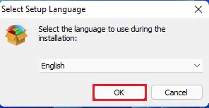 AOMEI select setup language