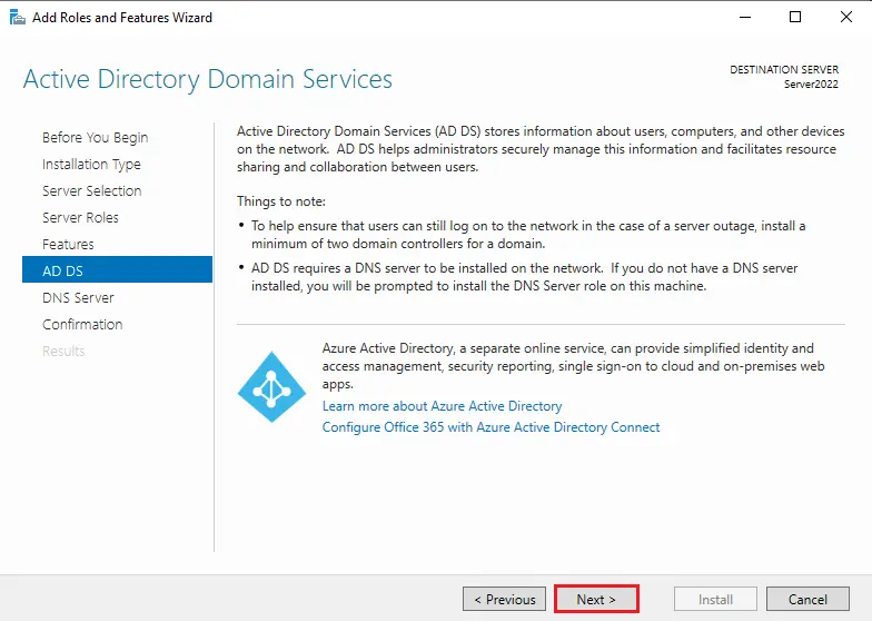 Active Directory domain services AD DS