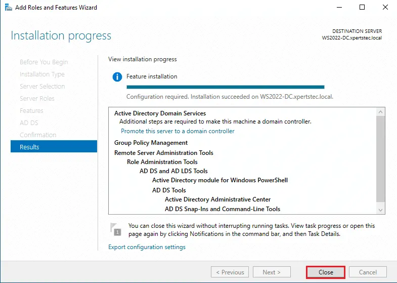 Active directory domain services results