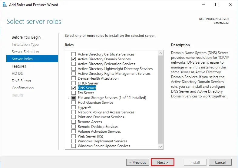 Active directory server roles