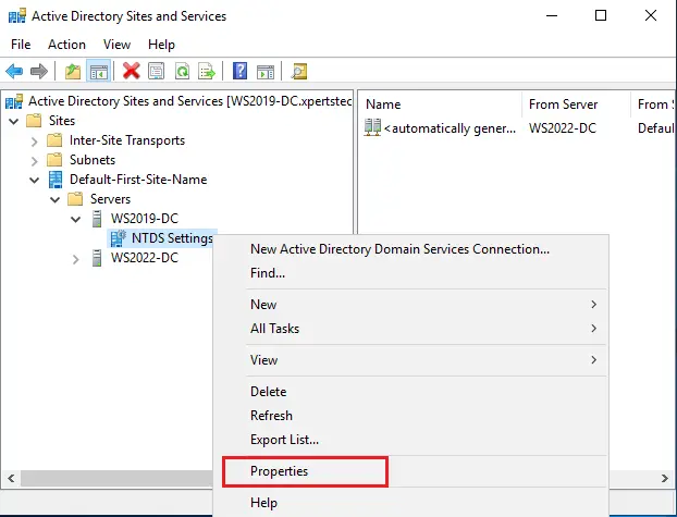 Active directory sites and services