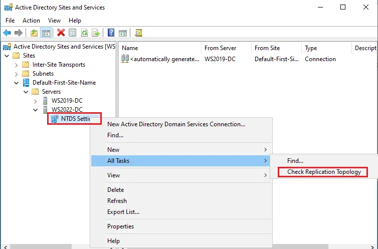 Active directory sites and services