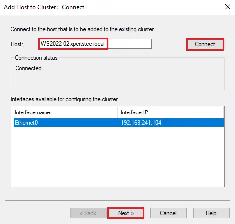 Add host to cluster connect