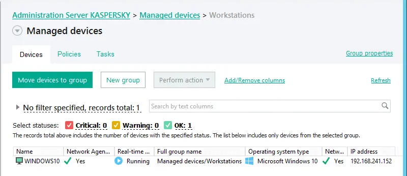 Administration Server Kaspersky