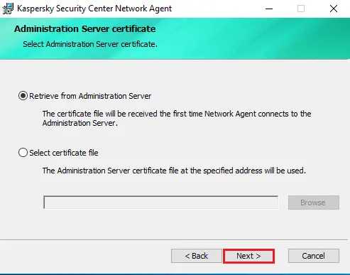 Administrator server certificate