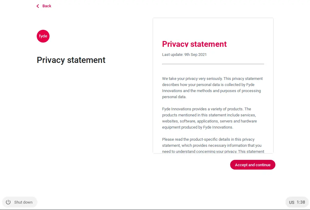 Android Fydeos privacy statement