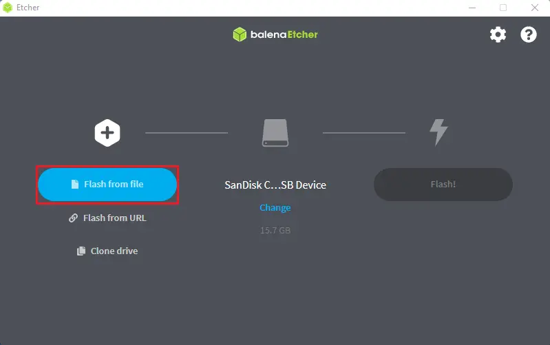 BalenaEtcher flash from file