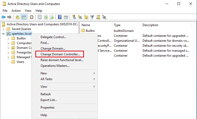 Change domain controller