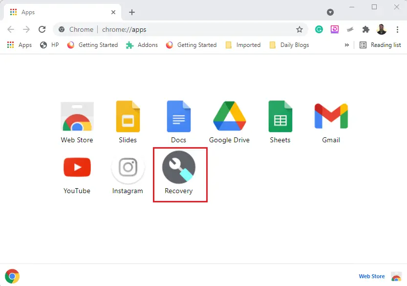 Chrome recovery app