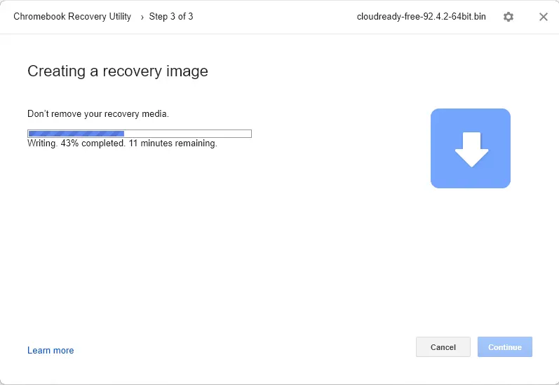 Chromebook creating a recovery image